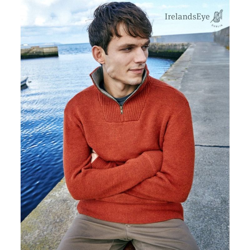IrelandsEye Knitwear Half Zip Russet Sweater